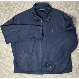 Polo Ralph Lauren Harrington Jacket Mens XXL 2XL Y2K Navy Blue Full Zip Pony
